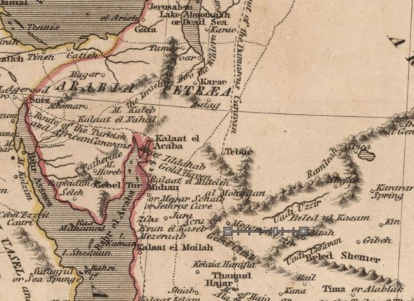 Gulf of Aqaba region detail on the Kirkwood map.