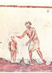 Figure 23. Early Christian Painting of a Baptism, Saint Calixte Catacomb, 3rd century.